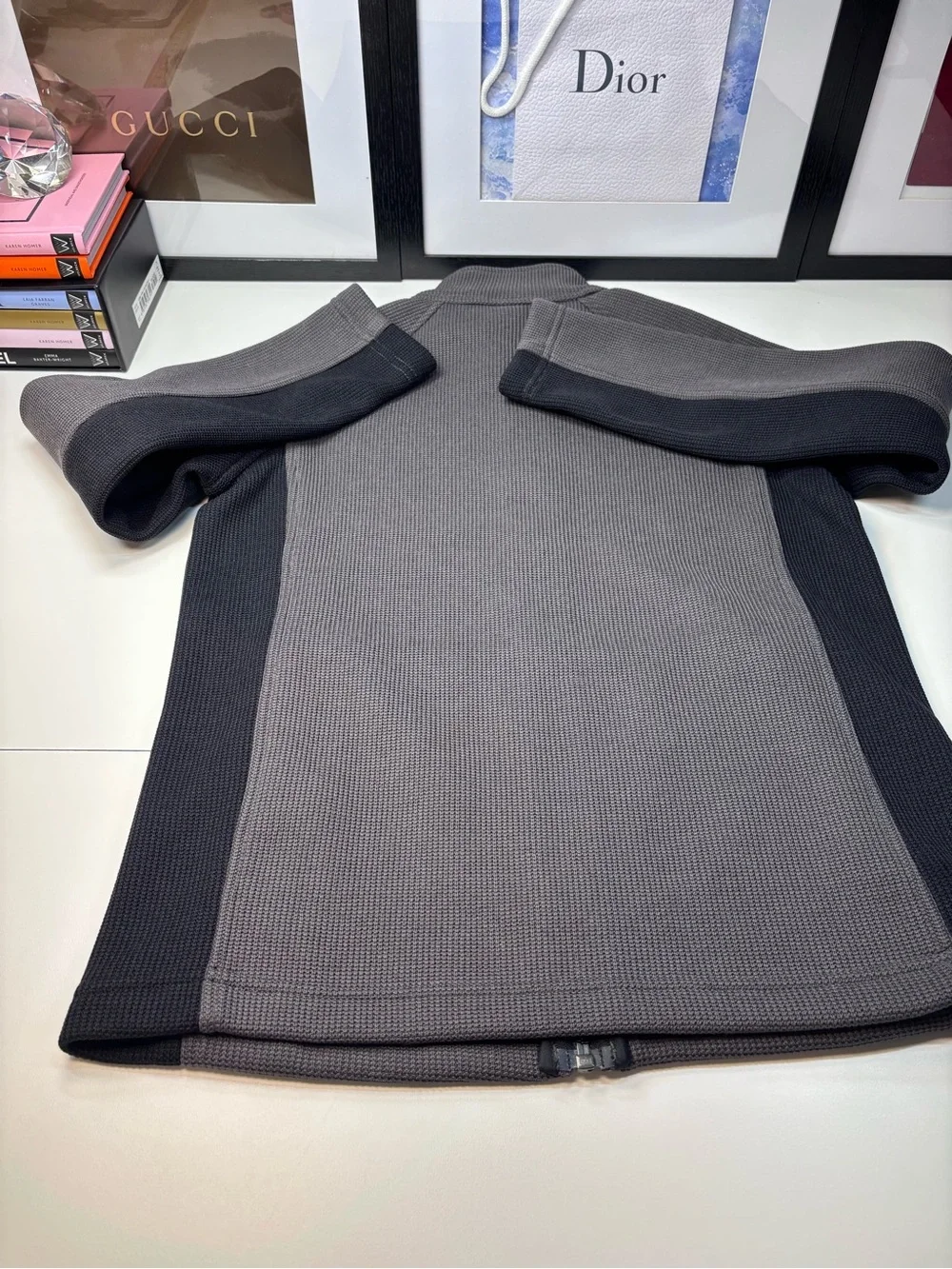 Spyder Gray and Black Full-Zip Knit Jacket Fleece Lined Boys Size M EUC